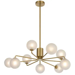 Telbix Antique Gold Felton 9 Light Pendant Frost Tear by Telbix, a Pendant Lighting for sale on Style Sourcebook