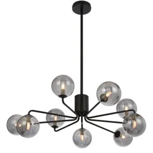 Telbix Black Felton 9 Light Pendant Smoke by Telbix, a Pendant Lighting for sale on Style Sourcebook