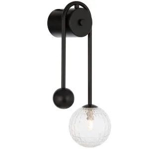 Telbix Felton Arm Wall Light Black and Clear Prism by Telbix, a Outdoor Lighting for sale on Style Sourcebook