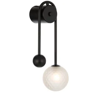 Telbix Felton Arm Wall Light Black and Frost Tear by Telbix, a Outdoor Lighting for sale on Style Sourcebook