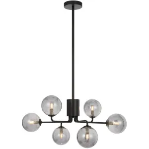 Telbix Black Felton 6 Light Pendant Smoke by Telbix, a Pendant Lighting for sale on Style Sourcebook