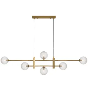 Telbix Antique Gold Tyson 6 Light Pendant Clear Prism by Telbix, a Pendant Lighting for sale on Style Sourcebook