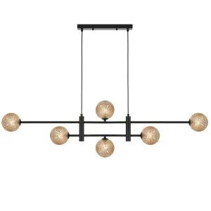 Telbix Black Tyson 6 Light Pendant Amber Tear by Telbix, a Pendant Lighting for sale on Style Sourcebook