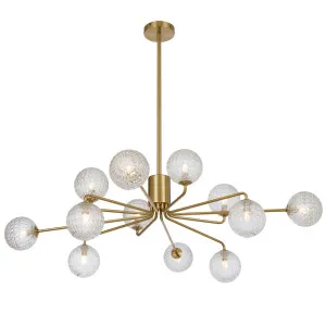 Telbix Felton 12 Light Pendant Antique Gold and Clear Prism by Telbix, a Pendant Lighting for sale on Style Sourcebook