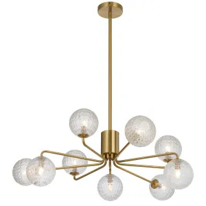 Telbix Antique Gold Felton 9 Light Pendant Clear Prism by Telbix, a Pendant Lighting for sale on Style Sourcebook