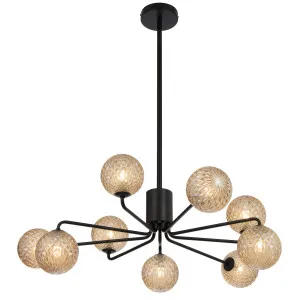 Telbix Black Felton 9 Light Pendant Amber Tear by Telbix, a Pendant Lighting for sale on Style Sourcebook