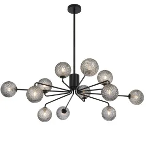 Telbix Felton 12 Light Pendant Black and Smoke Tear by Telbix, a Pendant Lighting for sale on Style Sourcebook