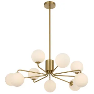 Telbix Antique Gold Felton 9 Light Pendant Opal Matt by Telbix, a Pendant Lighting for sale on Style Sourcebook