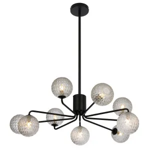 Telbix Black Felton 9 Light Pendant Clear Prism by Telbix, a Pendant Lighting for sale on Style Sourcebook