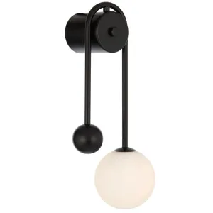 Telbix Felton Arm Wall Light Black and Opal Matt by Telbix, a Outdoor Lighting for sale on Style Sourcebook