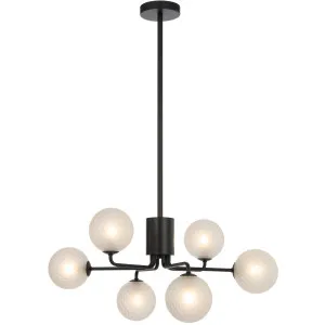 Telbix Black Felton 6 Light Pendant Frost Tear by Telbix, a Pendant Lighting for sale on Style Sourcebook