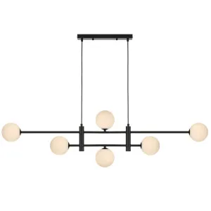 Telbix Black Tyson 6 Light Pendant Opal Matt by Telbix, a Pendant Lighting for sale on Style Sourcebook