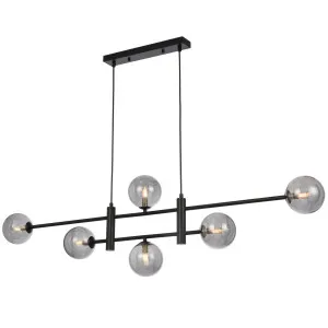 Telbix Black Tyson 6 Light Pendant Smoke by Telbix, a Pendant Lighting for sale on Style Sourcebook