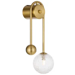 Telbix Felton Arm Wall Light Antique Gold and Clear Prism by Telbix, a Outdoor Lighting for sale on Style Sourcebook