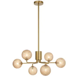 Telbix Antique Gold Felton 6 Light Pendant Amber Tear by Telbix, a Pendant Lighting for sale on Style Sourcebook