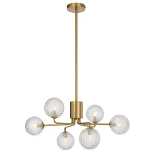 Telbix Antique Gold Felton 6 Light Pendant Clear Prism by Telbix, a Pendant Lighting for sale on Style Sourcebook