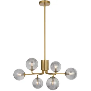 Telbix Antique Gold Felton 6 Light Pendant Smoke by Telbix, a Pendant Lighting for sale on Style Sourcebook