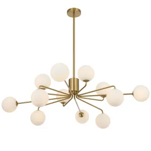 Telbix Felton 12 Light Pendant Antique Gold and Opal Matt by Telbix, a Pendant Lighting for sale on Style Sourcebook