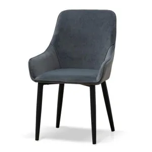 Ex Display - Acosta Dining Chair - Grey Velvet in Black Legs by Interior Secrets - AfterPay Available by Interior Secrets, a Dining Chairs for sale on Style Sourcebook