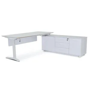 Ex Display - Ascend Executive Office Desk White - Right Return by Interior Secrets - AfterPay Available by Interior Secrets, a Desks for sale on Style Sourcebook