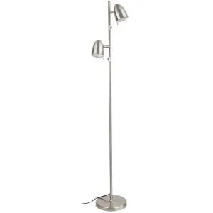 Eglo Lara 2 Light Floor Lamp Satin Nickel by Eglo, a Floor Lamps for sale on Style Sourcebook