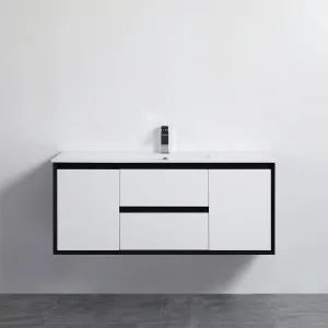 Poseidon Petra Single Bowl Wall Hung Vanity 1200mm Matte White and Matte Black by Poseidon, a Vanities for sale on Style Sourcebook