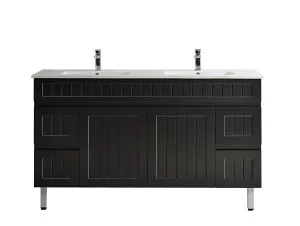 Ceto Acacia Shaker Matte Black 1500mm Double Bowl Floor Standing Vanity by Ceto, a Vanities for sale on Style Sourcebook