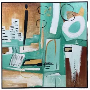 H070 Black Framed Full Hand Painted Artwork 100 cm x 100 cm by null, a Painted Canvases for sale on Style Sourcebook