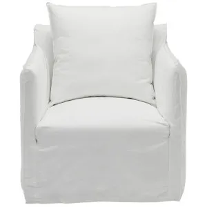 Como Linen Occasional Chair Pure White - 1 Seater by James Lane, a Chairs for sale on Style Sourcebook