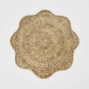 Paume Scallop Rattan Placemat Natural by Florabelle Living, a Placemats for sale on Style Sourcebook