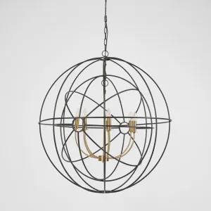 Large Black & Brass Iron Orb Pendant by Florabelle Living, a Pendant Lighting for sale on Style Sourcebook