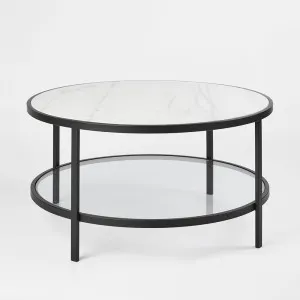 Palladium Black Iron Marble & Glass Coffee Table by Florabelle Living, a Coffee Table for sale on Style Sourcebook