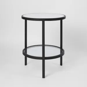 Palladium Black Iron Marble & Glass Side Table by Florabelle Living, a Coffee Table for sale on Style Sourcebook