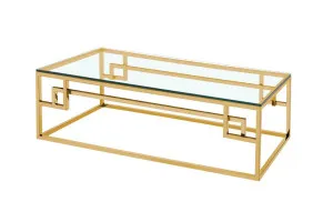 Ex Display - Anderson 1.2m Coffee Table - Glass Top - Golden Base by Interior Secrets - AfterPay Available by Interior Secrets, a Coffee Table for sale on Style Sourcebook