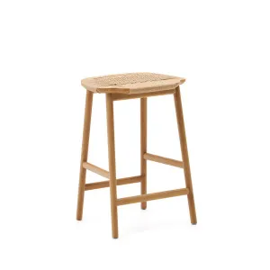 Enit stool made of beige paper cord and solid oak wood with natural finish, 65cm FSC Mix Credit by Kave Home, a Bar Stools for sale on Style Sourcebook