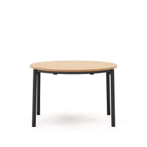 Montuiri extendable round table in oak veneer and steel legs with black finish, Ø 120 (200) cm by Kave Home, a Dining Tables for sale on Style Sourcebook