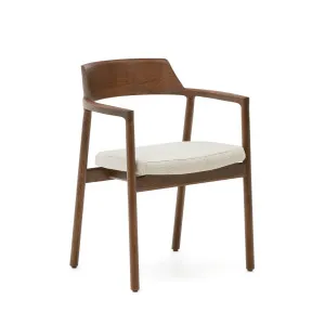 Alocs chair removable cover in beige chenille solid oak wood walnut finish FSC Mix Credit by Kave Home, a Dining Chairs for sale on Style Sourcebook