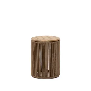 Dandara side table made of steel, beige cord and solid acacia wood, Ø40 cm FSC 100% by Kave Home, a Tables for sale on Style Sourcebook