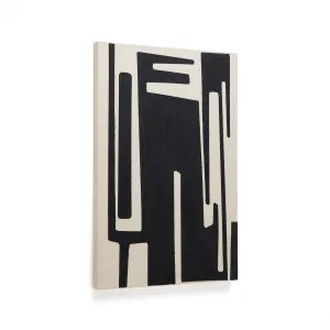 Salmi abstract painting in beige and black linen 100 x 70 cm by null, a Painted Canvases for sale on Style Sourcebook