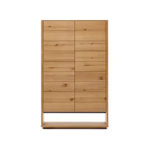 Alguema tall sideboard with 2 doors in oak wood veneer with natural finish, 100 x 163,5 cm by Kave Home, a Sideboards, Buffets & Trolleys for sale on Style Sourcebook