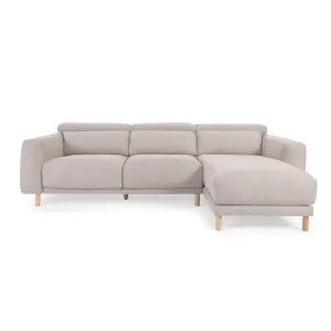 Singa 3 seater sofa with right-hand chaise longue, reclining headrest and extendable seat in beige 296 cm FSC Mix Credit by Kave Home, a Sofas for sale on Style Sourcebook