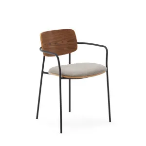 Maureen stacking chair in poplar plywood with warm tone finish and black metal legs, 100% FSC by Kave Home, a Dining Chairs for sale on Style Sourcebook