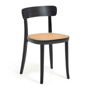 Romane chair in solid beech with black finish, ash veneer and rattan by Kave Home, a Dining Chairs for sale on Style Sourcebook