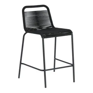 Lambton stackable stool in black rope and black finish steel, 62 cm by Kave Home, a Tables for sale on Style Sourcebook