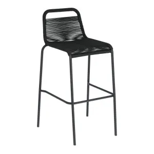 Lambton stackable stool in black rope and black finish steel, 74 cm by Kave Home, a Tables for sale on Style Sourcebook