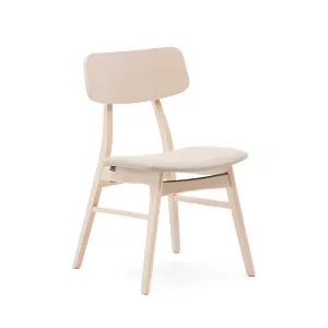 Selia chair in oak veneer, solid rubber wood, and light grey upholstery by Kave Home, a Dining Chairs for sale on Style Sourcebook