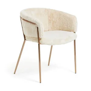 Runnie white chair with steel legs in a copper finish by Kave Home, a Dining Chairs for sale on Style Sourcebook