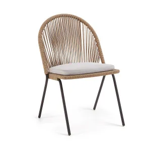 Shann stackable chair in beige cord and galvanised steel legs by Kave Home, a Outdoor Chairs for sale on Style Sourcebook