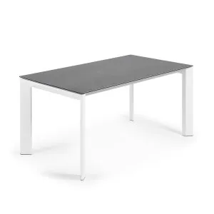 Axis porcelain extendable table in Volcano Rock finish with white legs 160 (220) cm by Kave Home, a Dining Tables for sale on Style Sourcebook