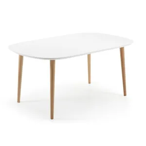 Oqui extendable oval table with an oak veneer and solid wood legs, Ø 160 (260) x 100 cm by Kave Home, a Dining Tables for sale on Style Sourcebook